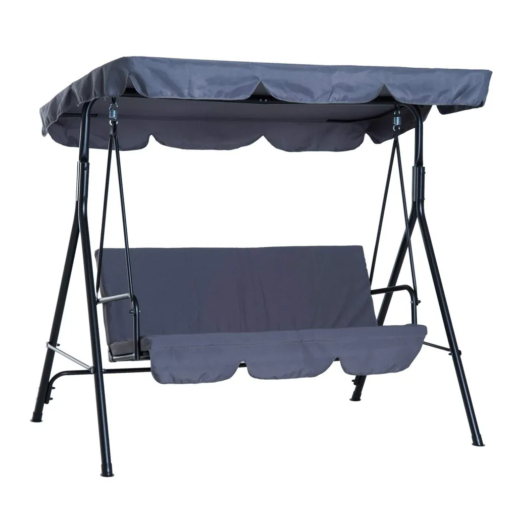 Outsunny Hollywoodschaukel Gartenschaukel Schaukelbank 3-Sitzer Mit Dach Stahl Grau 172x110x152cm 1 Outsunny Hollywoodschaukel Gartenschaukel Schaukelbank 3-Sitzer Mit Dach Stahl Grau 172x110x152cm