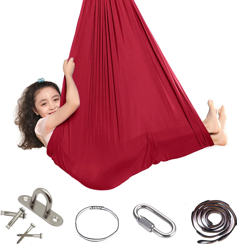 Topchances Kinder Hängematte, Indoor Therapie Schaukel Für Kinder 200 Kg Kapazität Therapeutische Schaukel Ideal Für Kinder Oder Erwachsene Autismus Therapie Revna,Rot,280*100cm 1 Topchances Kinder Hängematte, Indoor Therapie Schaukel Für Kinder 200 Kg Kapazität Therapeutische Schaukel Ideal Für Kinder Oder Erwachsene Autismus Therapie Revna,Rot,280*100cm