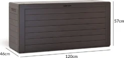 Auflagenbox/Gartenbox "Woody" H 58 X B 120 X T 46 Cm, Holz Optik, Farbe Dunkelbraun; GTS178509 -Angebote Moos Traum Store 2820c4851a0712e2789e480375f21e5e