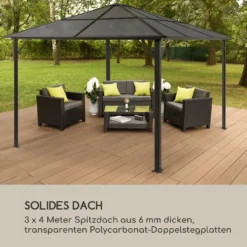 Blumfeldt Pantheon Cortina Pavillon Wasserdicht, Stabil & Winterfest, Terrassenüberdachung Sturmfest, Gartenpavillon Mit Durchsichtigem Festem Dach, Metall-Pergola Mit Hardtop, Pavillon 3x4 M, Schwarz 15 Blumfeldt Pantheon Cortina Pavillon Wasserdicht, Stabil & Winterfest, Terrassenüberdachung Sturmfest, Gartenpavillon Mit Durchsichtigem Festem Dach, Metall-Pergola Mit Hardtop, Pavillon 3x4 M, Schwarz -Angebote Moos Traum Store 2827ee13609b11873c4e97f6460cb4ab