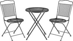 Outsunny Sitzgruppe 3-teilige Essgruppe Bistro-Set Gartenmöbel-Set Balkonmöbel Set 1 Tisch+2 Stühle Mit Schirmloch Terrasse Metall Schwarz