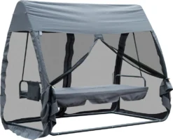 Outsunny Hollywoodschaukel Schaukelbank Gartenliege 3-Sitzer Mit Seitenwänden Grau 240x140x197cm -Angebote Moos Traum Store 2863a499c76caf6ba73993e778c84462