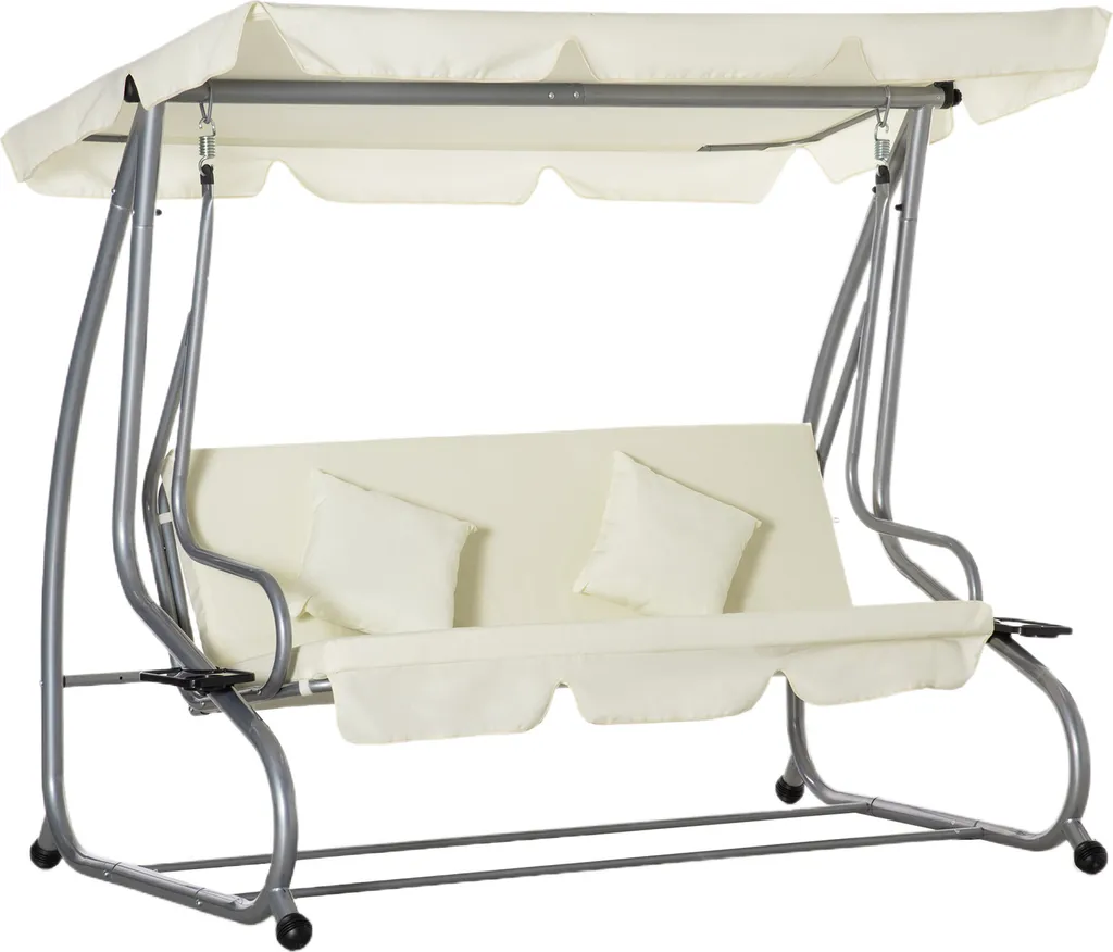 Outsunny Schaukelstuhl 3-Sitzer Hollywoodschaukel Gartenschaukel Mit Sitz- Und Rückenlehnen Tablett Sitzbank Schwingbank Dachwinkel Verstellbar Stahlrohr Oxford-Stoff Beige 200 X 120 X 164 Cm 1 Outsunny Schaukelstuhl 3-Sitzer Hollywoodschaukel Gartenschaukel Mit Sitz- Und Rückenlehnen Tablett Sitzbank Schwingbank Dachwinkel Verstellbar Stahlrohr Oxford-Stoff Beige 200 X 120 X 164 Cm