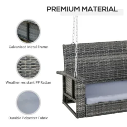 Outsunny Hängebank 2-Sitzer Rattan Gartenschaukel Mit Sitzkissen Hängeschaukel Hollywoodschaukel Schaukelbank Gartenbank Grau 127 X 57,5 X 60 Cm -Angebote Moos Traum Store 2a9f0636f25a4213e3e233e1864373d8