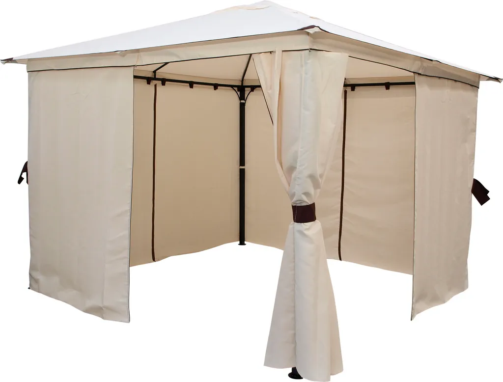 Pavillon VENEZIA 3x3 Meter, Stahl Schwarz, Plane PVC-beschichtet écru, Mit Seitenplanen 2 Pavillon VENEZIA 3x3 Meter, Stahl Schwarz, Plane PVC-beschichtet écru, Mit Seitenplanen – Bild 2