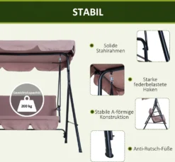 Outsunny Hollywoodschaukel Gartenschaukel Schaukelbank 3-Sitzer Mit Dach Stahl Braun 172x110x152cm -Angebote Moos Traum Store 2bbb175189d4d51c78812f3fe50fcad5