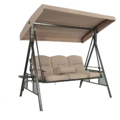 HOME DELUXE - Hollywoodschaukel DESCANSO Beige Doppel Gartenliege Lounge-Pavillon -Angebote Moos Traum Store 2cba9e84b36671204b2226d866da442b 1