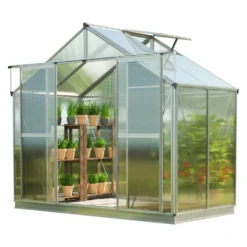 GFP Gewächshaus Topas 2 Aus Alu 225x133 Cm Ca. 8 Mm Doppelstegplatten Mit Fundamentrahmen, Automatischer Fensteröffner - Austria