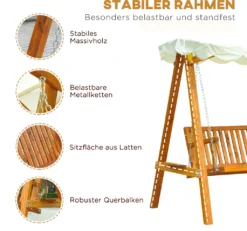 Outsunny Hollywoodschaukel Gartenschaukel Schaukelbank Schaukel 3-Sitzer Lärche -Angebote Moos Traum Store 2e9e91379702a266013ae7e32e22af60