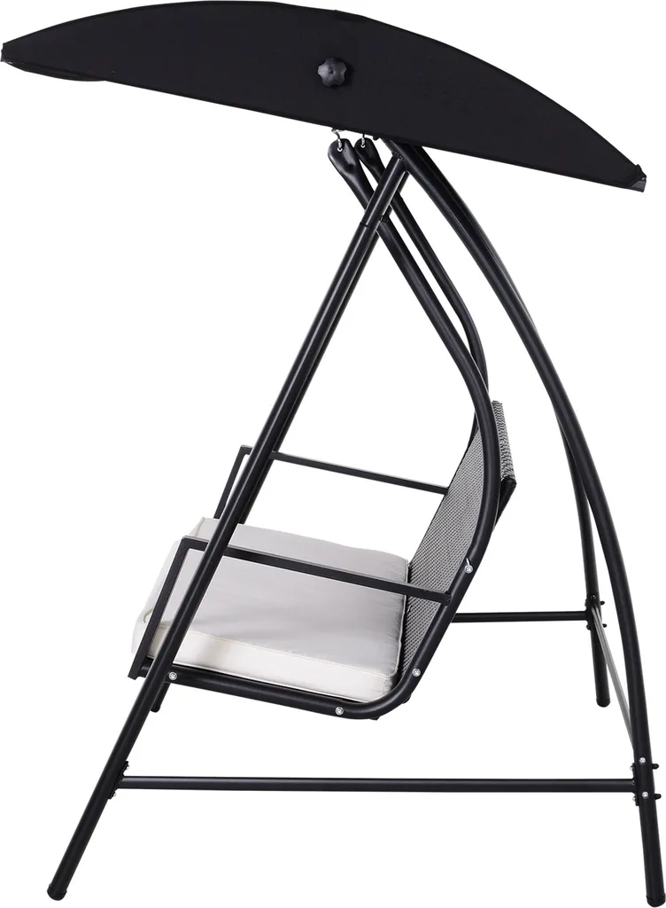 Outsunny Hollywoodschaukel Gartenschaukel 3-Sitzer Mit Dach, Polyrattan+Metall, Schwarz, 198x124x179cm 7 Outsunny Hollywoodschaukel Gartenschaukel 3-Sitzer Mit Dach, Polyrattan+Metall, Schwarz, 198x124x179cm – Bild 7