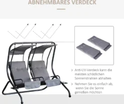 Outsunny 2 Sitzer Hollywoodschaukel Gartenschaukel Mit Sonnendach Gartenstuhl Sitz Mit Sprühbaumwolle Oxfordstoff PE-Beschichtung Stahl Polyester Grau 170 X 136 X 170 Cm(pro Sitz) 13 Outsunny 2 Sitzer Hollywoodschaukel Gartenschaukel Mit Sonnendach Gartenstuhl Sitz Mit Sprühbaumwolle Oxfordstoff PE-Beschichtung Stahl Polyester Grau 170 X 136 X 170 Cm(pro Sitz) -Angebote Moos Traum Store 2fc7b574335f7417f58d66c500ff9154