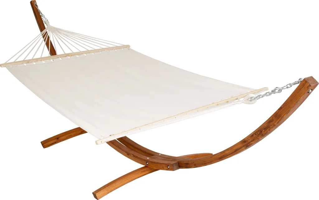 Tectake XXL Hängematte Thorsten Mit Holzgestell Für 2 Personen - Weiß 2 Tectake XXL Hängematte Thorsten Mit Holzgestell Für 2 Personen - Weiß – Bild 2