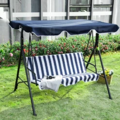 Outsunny Hollywoodschaukel Gartenschaukel Schaukelbank 3-Sitzer Mit Dach Stahl Blau 172 X 120 X 153cm -Angebote Moos Traum Store 30a061185b1fada55b989d1edfc20600