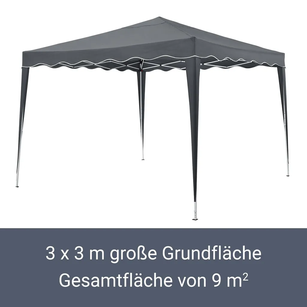 Juskys Faltpavillon Vivara 3x3 M – Pop-up Pavillon Höhenverstellbar, UV50+ & Wasserabweisend – Gartenzelt Mit Tasche – Partyzelt Für Garten Grau 3 Juskys Faltpavillon Vivara 3x3 M – Pop-up Pavillon Höhenverstellbar, UV50+ & Wasserabweisend – Gartenzelt Mit Tasche – Partyzelt Für Garten Grau – Bild 3