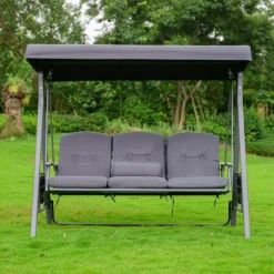 HOME DELUXE - Hollywoodschaukel DESCANSO Grau Doppel Gartenliege Lounge-Pavillon -Angebote Moos Traum Store 320df42e1fbf5c8a18f3bc8363202e3b 1