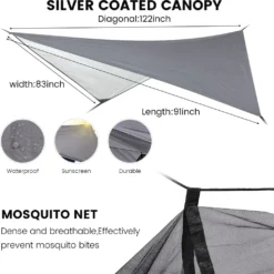 Topchances Camping Hängematte Mit Moskitonetz Und Tarp, Reise Zeltplane Für Outdoor,Wandern,Trekking (Grau+Dunkelgrün) 18 Topchances Camping Hängematte Mit Moskitonetz Und Tarp, Reise Zeltplane Für Outdoor,Wandern,Trekking (Grau+Dunkelgrün) -Angebote Moos Traum Store 33981f97e43388c94b7241ec2c129464