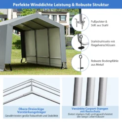 COSTWAY Garagenzelt Carport, Maße: 490 X 290 X 245 Cm, Zeltgarage Mit Türen, Weidezelt Lagerzelt Garage Unterstand, Autounterstand Für SUV, Boot, Fracht, Outdoor-Events -Angebote Moos Traum Store 33afd78a497361faa9159dfb33635de7