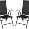 SVITA Gartenstühle Hochlehner Klappbar Campingstuhl Klappsessel 2er Set Metall Schwarz