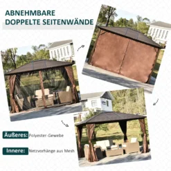 Outsunny Gartenpavillon Pavillon 300L X 365B X 262H Cm Gartenzelt Festzelt Partyzelt Mit 4 X Doppel-Seitenteile Wetterfest Aluminium Polyester Bronze -Angebote Moos Traum Store 35a8d5b20aeff1cfbc0672def172af05