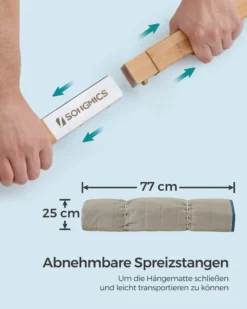 Songmics Hängematte Für 2 Personen, Gepolstert, Outdoor Hängematte Mit Trennbaren Bambusstangen, Camping-Hängematte Mit Kissen, 200 X 140 Cm, Max. 225 Kg Belastbar, Blau-beige -Angebote Moos Traum Store 35f326e3c78b890a90ce60774d1592a4