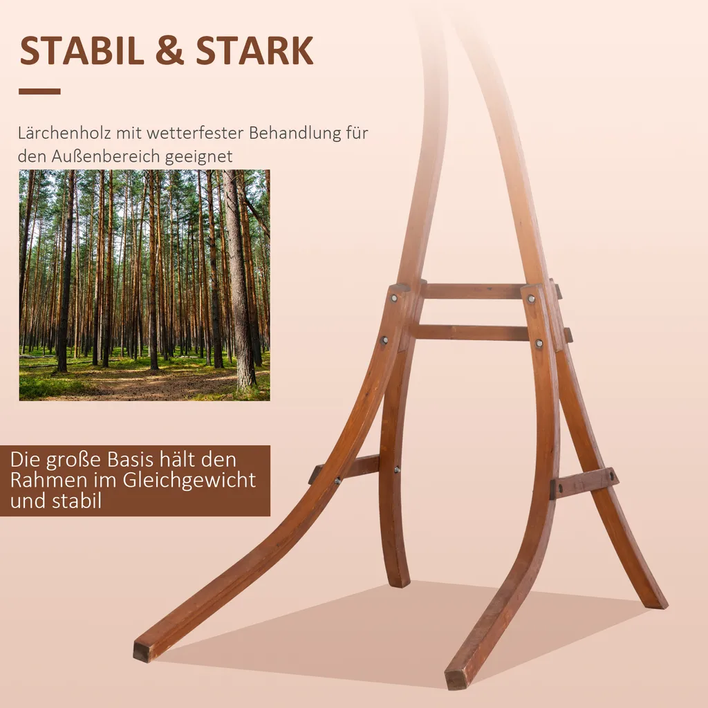 Outsunny Hängestuhlgestell Aus Lärchenholz Hängesesselgestell Hängestuhl Ständer Max. 120 Kg Freistehend Outdoor Indoor Natur 127 X 162 X 211 Cm 5 Outsunny Hängestuhlgestell Aus Lärchenholz Hängesesselgestell Hängestuhl Ständer Max. 120 Kg Freistehend Outdoor Indoor Natur 127 X 162 X 211 Cm – Bild 5