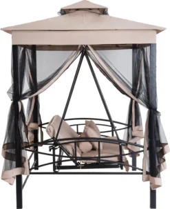 Outsunny Hollywoodschaukel Gartenschaukel Schaukel Mit Seitenwänden 3-Sitzer Beige 230 X 149 X 232cm -Angebote Moos Traum Store 38355d9ceca4004d4ad4f4d8de6d62b4