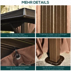 Outsunny Gartenpavillon Pavillon 300L X 365B X 262H Cm Gartenzelt Festzelt Partyzelt Mit 4 X Doppel-Seitenteile Wetterfest Aluminium Polyester Bronze -Angebote Moos Traum Store 39a87cb023b779511759f42200a47d4a