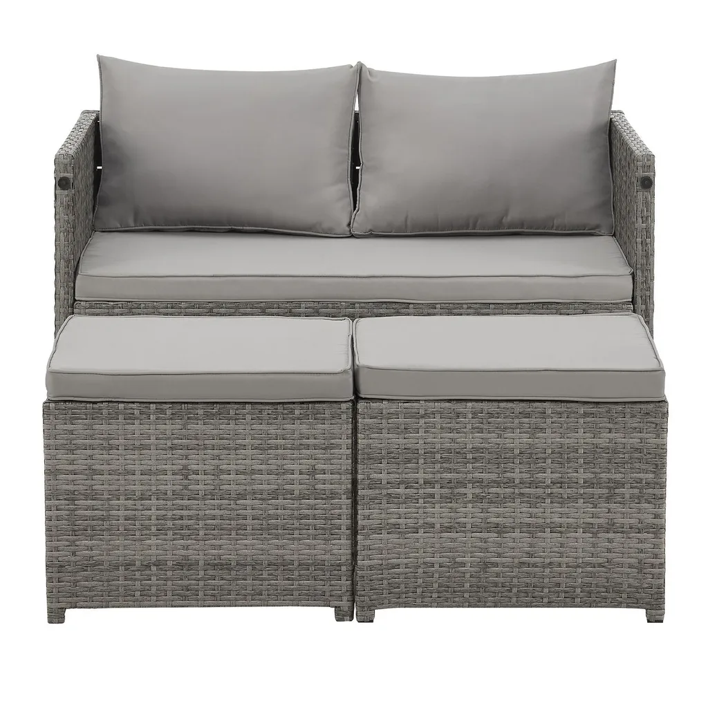 Juskys 2in1 Polyrattan Relax Gartenmöbel Set Jamaika - Tisch, Gartenlounge Sofa - Balkonmöbel Sitzgruppe Für Balkon, Garten - Outdoor Lounge Grau 10 Juskys 2in1 Polyrattan Relax Gartenmöbel Set Jamaika - Tisch, Gartenlounge Sofa - Balkonmöbel Sitzgruppe Für Balkon, Garten - Outdoor Lounge Grau – Bild 10