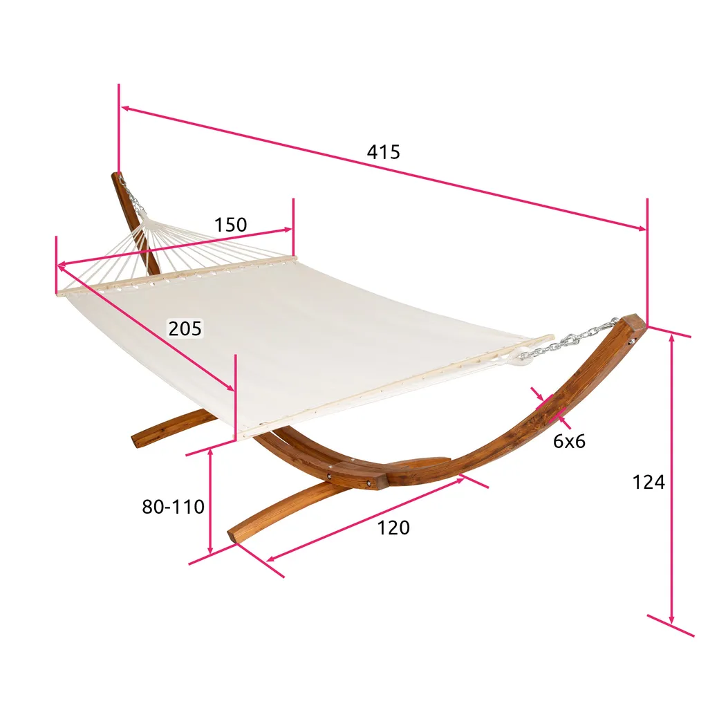 Tectake XXL Hängematte Thorsten Mit Holzgestell Für 2 Personen - Weiß 6 Tectake XXL Hängematte Thorsten Mit Holzgestell Für 2 Personen - Weiß – Bild 6