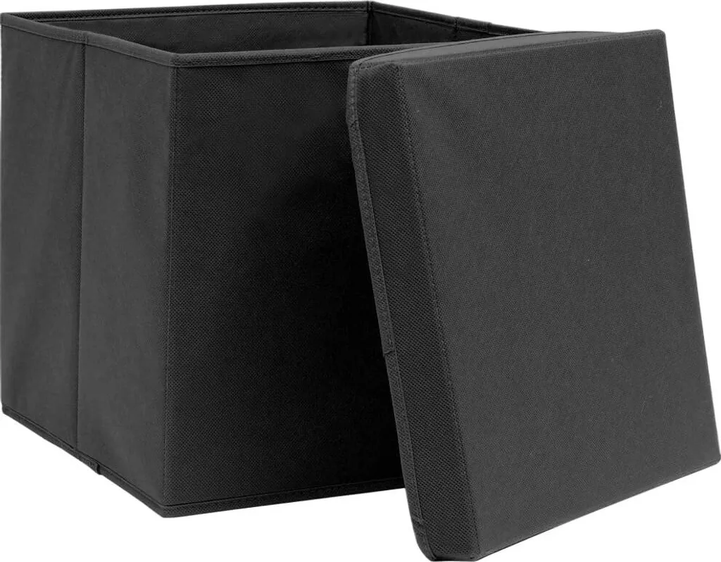 VidaXL Aufbewahrungsboxen Mit Deckel 10 Stk. Schwarz 32×32×32 Cm Stoff 4 VidaXL Aufbewahrungsboxen Mit Deckel 10 Stk. Schwarz 32×32×32 Cm Stoff – Bild 4