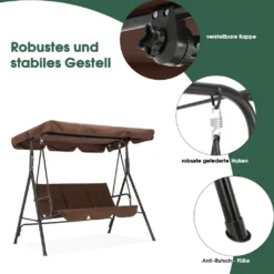 MCombo 3-Sitzer Hollywoodschaukel Gartenschaukel Gartenliege Schaukelbank 8003 Braun -Angebote Moos Traum Store 3d8145a6e81d9a7581734d043fad6bc5