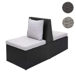 2x Poly-Rattan Sessel HWC-G16, Lounge-Rattanstuhl Gartenstuhl, Gastronomie Schwarz, Kissen Hellgrau -Angebote Moos Traum Store 3de99aeb96768170dca3d319c6c17224