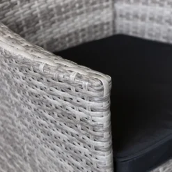 3tlg. Bistrogarnitur Glastisch 'Salzburg' Ø60cm + 2x Rattansessel 'Boston' Grau Inklusive Kissen Schwarz -Angebote Moos Traum Store 3e6008a14ca3f9c9ad2bd03900eed1f9