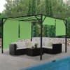 Pergola Baia, Garten Pavillon Terrassenüberdachung, Stabiles 6cm-Stahl-Gestell + Schiebedach Grün 3x4m