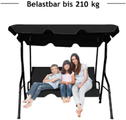 COSTWAY 3-Sitzer Hollywoodschaukel Mit Sonnendach, 5cm Sitzpolster, Gartenschaukel Bis 210kg Belastbar, Schaukelbank, Schaukel, Schwarz -Angebote Moos Traum Store 3fbc9b3f6fe2627f3229cb2385274917