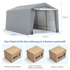 COSTWAY Garagenzelt Carport, Maße: 490 X 290 X 245 Cm, Zeltgarage Mit Türen, Weidezelt Lagerzelt Garage Unterstand, Autounterstand Für SUV, Boot, Fracht, Outdoor-Events -Angebote Moos Traum Store 4073632dccf79335db39bcd31e6b23f4