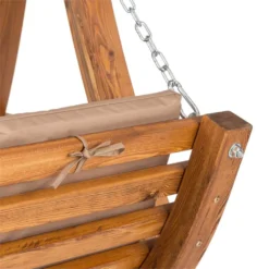 Blumfeldt Bermuda - Hollywoodschaukel , Gartenschaukel , Sitzfläche:130 Cm , Belastung: Max. 240 Kg , Lärchenholz , Weichholz , Witterungsbeständig , Sonnendach , 5 Cm Polyester Sitz-Kissen , Beige -Angebote Moos Traum Store 40ebbe15e8795de305372901b2414955