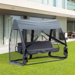 Outsunny Hollywoodschaukel Schaukelbank Gartenliege 3-Sitzer Mit Seitenwänden Grau 240x140x197cm -Angebote Moos Traum Store 41136a58823b1b0d254108485768c43a