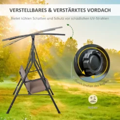 Outsunny 2-Sitzer Hollywoodschaukel Schaukelstuhl Outdoor Gartenliege UV-beständig Hochwertiges Metallrohr Winkeleinstellbar Braun -Angebote Moos Traum Store 419e0780f41464d341775061c7d73464