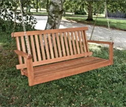 Hängebank COLUMBIA Eukalyptus 130 Cm L Gartenbank Bank Hollywoodschaukel Holz Aufhängen