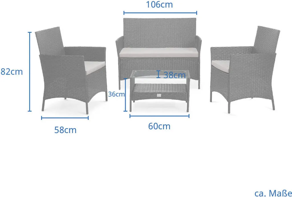 SVITA Brooklyn Polyrattan Sitzgruppe Lounge Gartenmöbel Set Grau Abdeckplane 4 SVITA Brooklyn Polyrattan Sitzgruppe Lounge Gartenmöbel Set Grau Abdeckplane – Bild 4