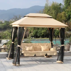 Outsunny Hollywoodschaukel Gartenschaukel Schaukel Mit Seitenwänden 3-Sitzer Beige 230 X 149 X 232cm -Angebote Moos Traum Store 43e5d349ef64a829333ed976aeeaf461