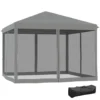 Outsunny Faltpavillon Pavillon Faltzelt Mit Seitenwänden Inkl. Tragetasche Metall+Oxford Hellgrau+Schwarz 3x3m