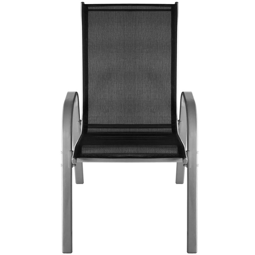 4Stk Wohaga Stapelstuhl Mit Textilenbespannung Grau/Schwarz 4 4Stk Wohaga Stapelstuhl Mit Textilenbespannung Grau/Schwarz – Bild 4