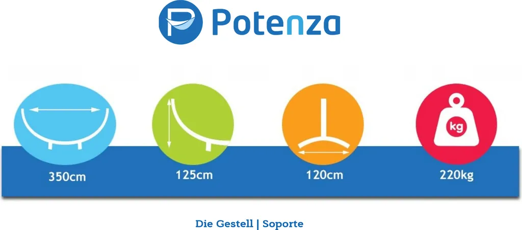 Potenza Gestell Outdoor Hängemattengestell XXL 350cm, 220kg I Schwarz Gestell Für Hängematten, Rahmen Aus Stahl Wetterfest 3 Potenza Gestell Outdoor Hängemattengestell XXL 350cm, 220kg I Schwarz Gestell Für Hängematten, Rahmen Aus Stahl Wetterfest – Bild 3