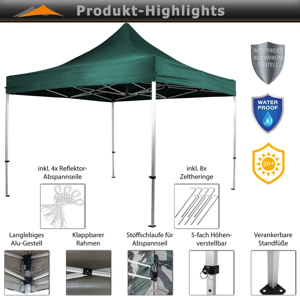 INSTENT® Pavillon Faltpavillon 3x3m ALU WASSERDICHT PRO Garten Partyzelt Faltbar 2 INSTENT® Pavillon Faltpavillon 3x3m ALU WASSERDICHT PRO Garten Partyzelt Faltbar – Bild 2