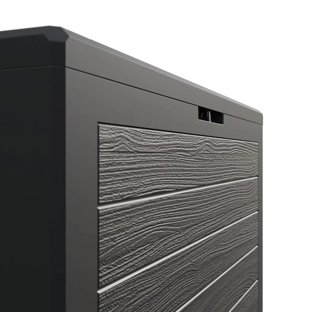 Deuba Auflagenbox 190 L Holz-Optik Wasserabweisend Deckel Abschließbar Garten Balkonbox Gartenbox Truhe , Farbe:anthrazit 6 Deuba Auflagenbox 190 L Holz-Optik Wasserabweisend Deckel Abschließbar Garten Balkonbox Gartenbox Truhe , Farbe:anthrazit – Bild 6