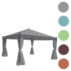 Pergola Calpe, Garten Pavillon, Stabiles 7cm-Gestell Mit Seitenwand Hellgrau 4x4m -Angebote Moos Traum Store 4a327b6bb8586239c0704fcd65bd64a0
