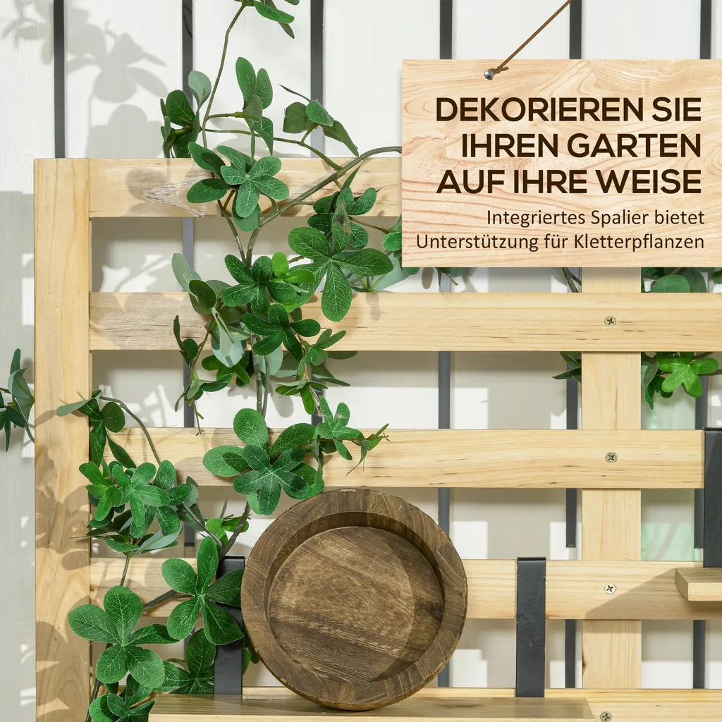 Outsunny Aufbewahrungsbox, Aufbewahrungstruhe Mit Rankhilfe, Auflagenbox Mit Ablagen, Gartentruhe, Kissenbox, Massivholz, Natur, 80 X 45 X 160 Cm 5 Outsunny Aufbewahrungsbox, Aufbewahrungstruhe Mit Rankhilfe, Auflagenbox Mit Ablagen, Gartentruhe, Kissenbox, Massivholz, Natur, 80 X 45 X 160 Cm – Bild 5