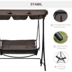 Outsunny Schwingliege Hollywoodschaukel Gartenliege Mit Dach Für 2 Personen Stahl Grau L160 X B117 X H173cm -Angebote Moos Traum Store 4b35e11adc053b94c65943047c4ccdf0